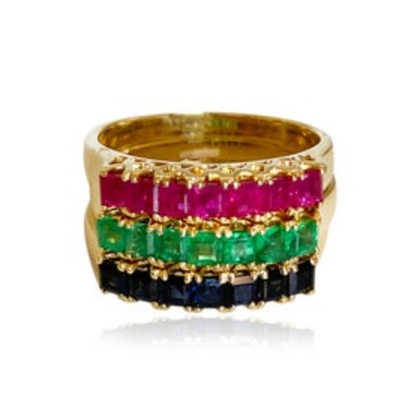 Genuine Ruby,Sapphire and Emerald 14k Gold Trio - Picture 5 of 5